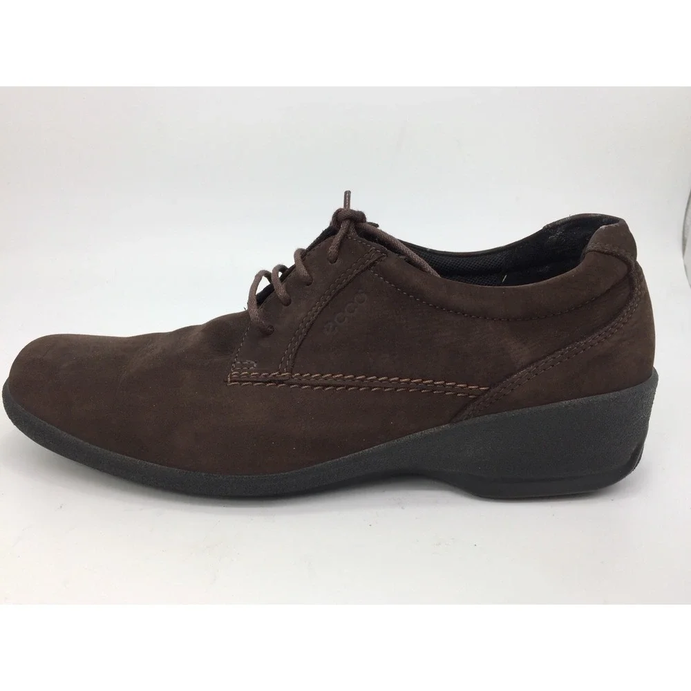 ECCO Women's Brown Suede Wedge Casual Lace Up Walking Shoes Size EU 39/US‎ 8-8.5